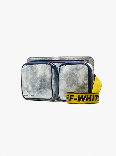 Shop Off-white Blue And Yellow Bleached Denim Crossbody Bag