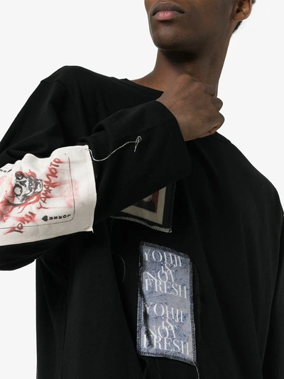 Shop Yohji Yamamoto Patchwork Long-sleeve T-shirt In Black