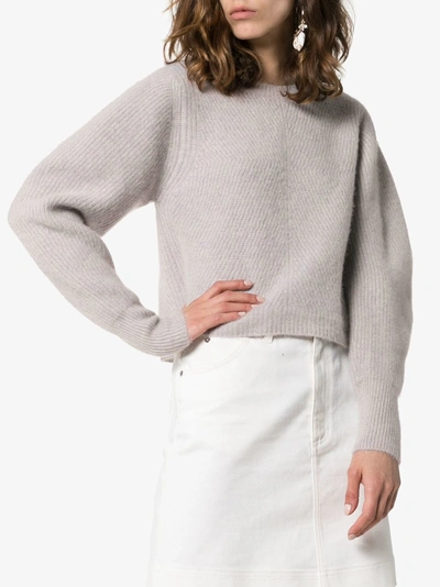 Shop Isabel Marant Swinton Puff Sleeve Cashmere Sweater In 106 - Grey