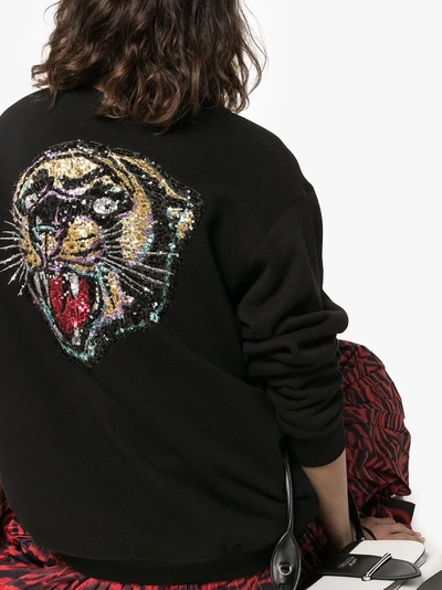 Shop Gucci Black Sequin-embellished Cotton Sweatshirt In 1226 Multicoloured