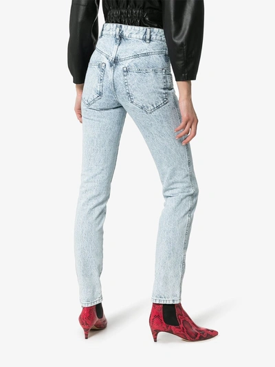 Shop Isabel Marant Lorricka Acid Wash Seam Detail Skinny Jeans In Blue