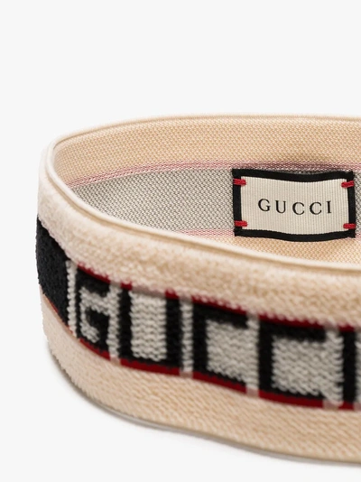 Shop Gucci Cream Heron Headband And Wristband Set In White