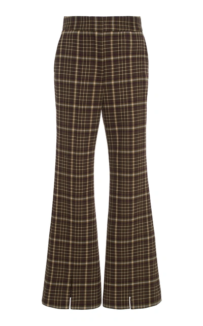 Shop Adam Lippes Checked Cropped Wide-leg Pants In Plaid