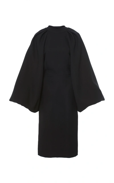 Shop Adam Lippes Oversized Stretch Sable Midi Dress In Black