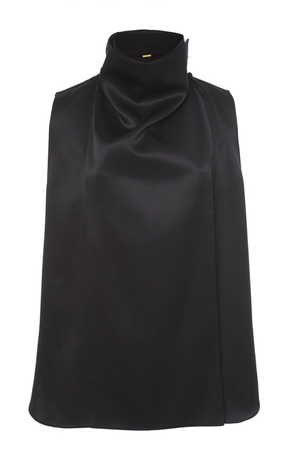 Shop Adam Lippes Draped Silk Charmeuse Top In Black