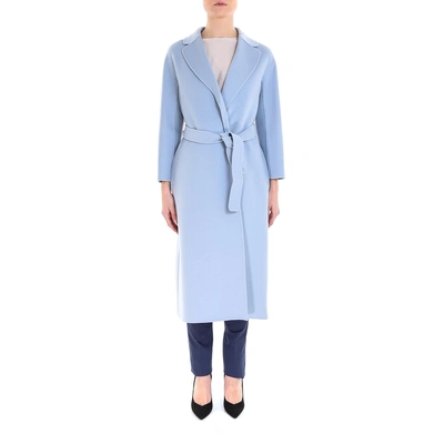 Shop Max Mara 's  Belted Wrap Coat In Blue