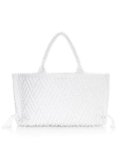 Shop Antonello Tedde Medium Capriccioli Textured Cotton Tote In White