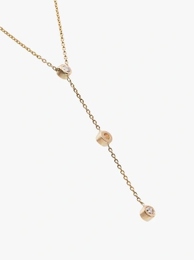 Shop Xiao Wang 14k Yellow Gold Dot Dot Diamond Drop Necklace In Metallic