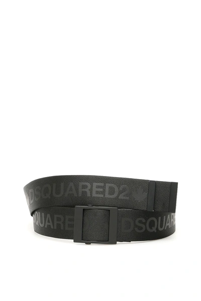Shop Dsquared2 Logo Fabric Belt In Nero Nero (black)