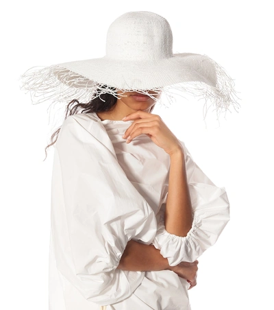 Shop Jacquemus Le Chapeau Riviera Raffia Hat In White