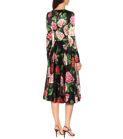 Shop Dolce & Gabbana Floral Stretch Silk Midi Dress In Multicoloured