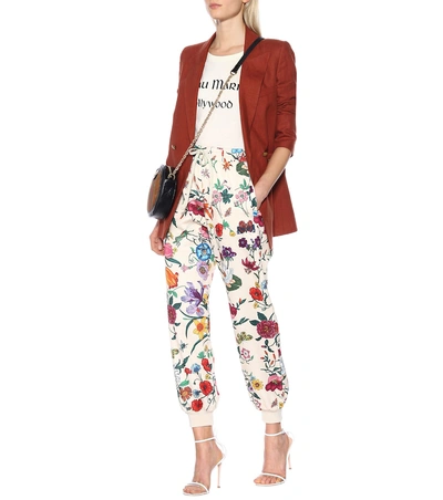 Shop Gucci Floral-printed Jersey Trackpants In White