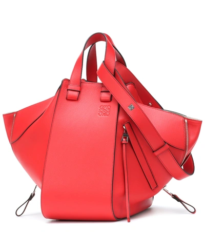 Shop Loewe Hammock Medium Leather Shoulder Bag In Red