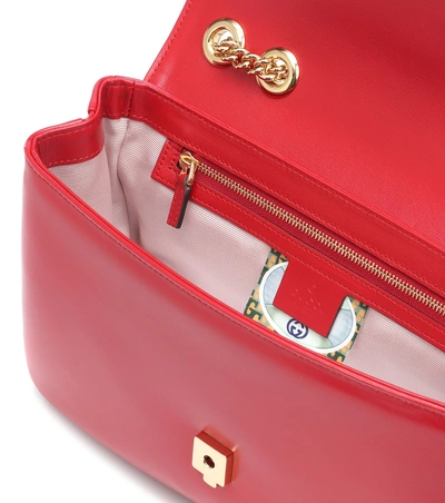 Shop Gucci Medium Rajah Leather Shoulder Bag In Red