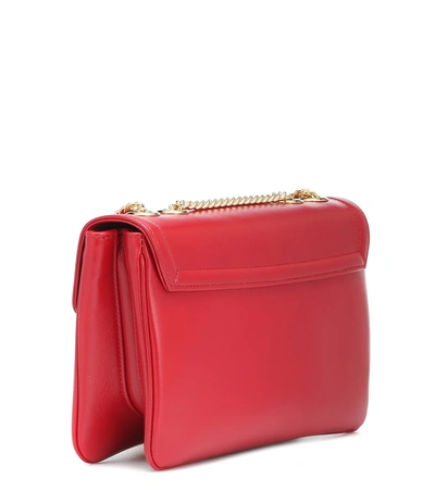 Shop Gucci Medium Rajah Leather Shoulder Bag In Red