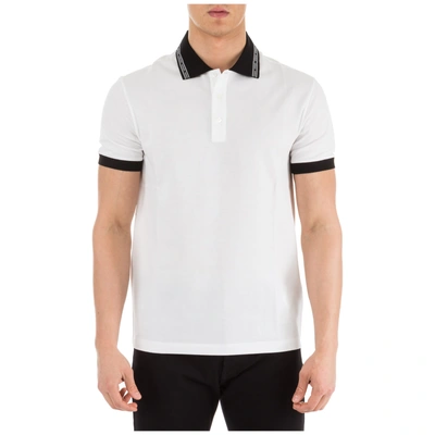 Shop Versace Men's Short Sleeve T-shirt Polo Collar In White