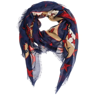 Shop Gucci Men's Scarf Snakes In Blue