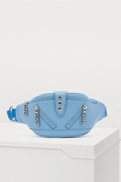 Shop Kenzo Leather Bumbag In Sky Blue