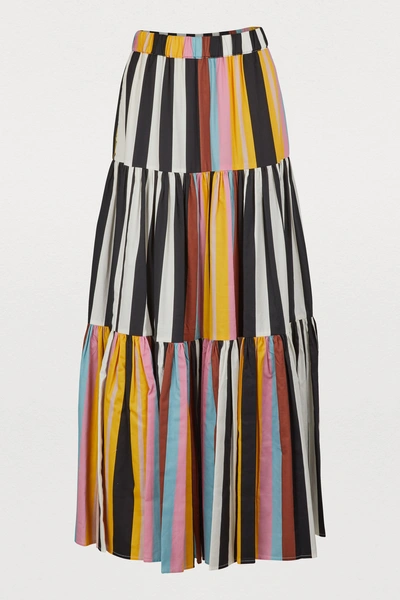 Shop Tory Burch Pleated Midi Skirt In Webbing Stripes