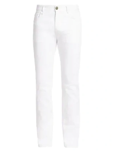 Shop Fendi Laser Logo Slim Jeans In White