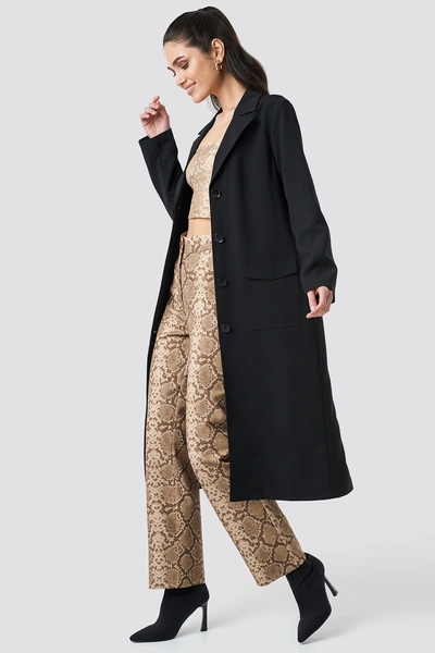 Shop Anna Nooshin X Na-kd Front Button Ankle Coat Black