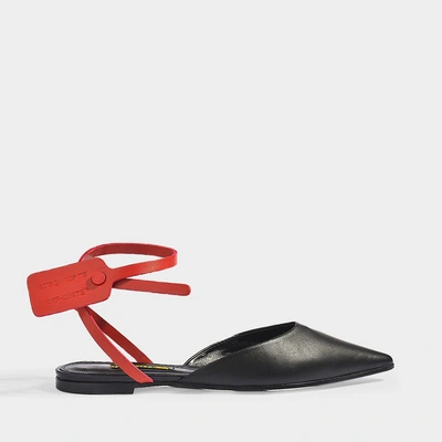 Shop Off-white Off White | Zip Tie Slippers In Black Leather