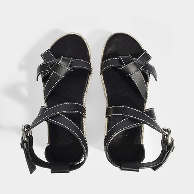 Shop Loewe Gate Wedge Platform Sandals In Black Leather