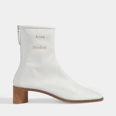 Shop Acne Studios | Bertine Soft Mid Height Ankle Boots In White Lamb Leather