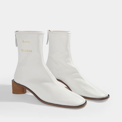 Shop Acne Studios | Bertine Soft Mid Height Ankle Boots In White Lamb Leather