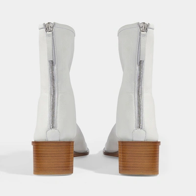 Shop Acne Studios | Bertine Soft Mid Height Ankle Boots In White Lamb Leather