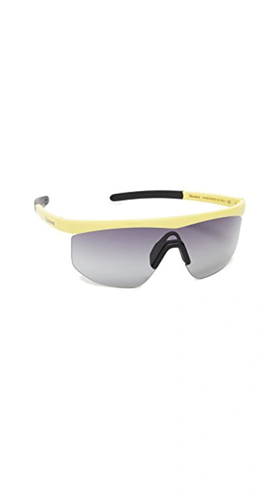 Shop Illesteva Managua Sporty Shield Sunglasses In Neon Yellow With Grey Gradient