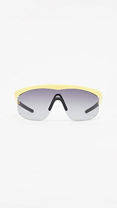 Shop Illesteva Managua Sporty Shield Sunglasses In Neon Yellow With Grey Gradient