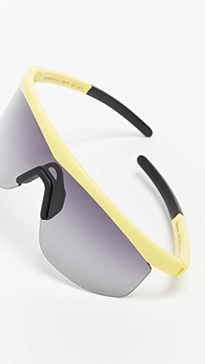 Shop Illesteva Managua Sporty Shield Sunglasses In Neon Yellow With Grey Gradient