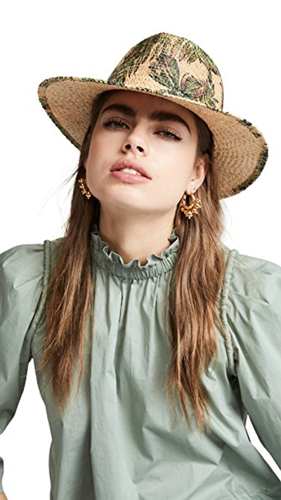 Shop Rafaello Bettini Printed Fedora Hat In Leaf Print