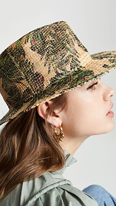 Shop Rafaello Bettini Printed Fedora Hat In Leaf Print