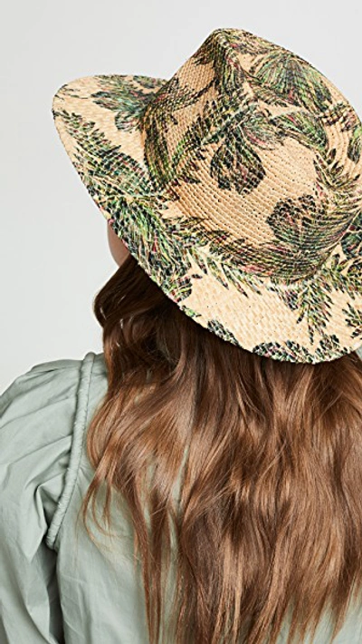 Shop Rafaello Bettini Printed Fedora Hat In Leaf Print