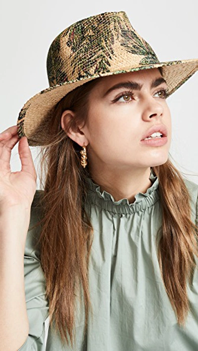 Shop Rafaello Bettini Printed Fedora Hat In Leaf Print