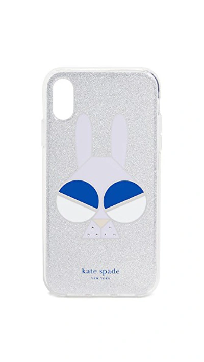 Shop Kate Spade Glitter Money Bunny Iphone Xr Case In Silver Multi