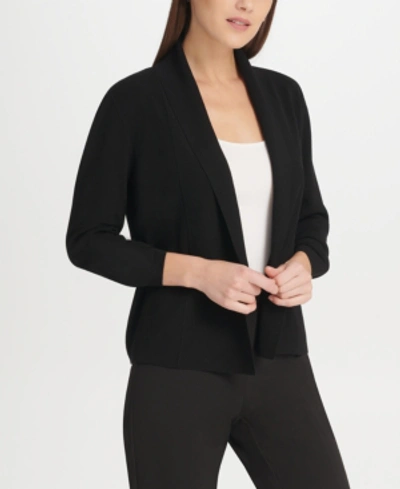 Shop Dkny Open-front Cardigan In Black