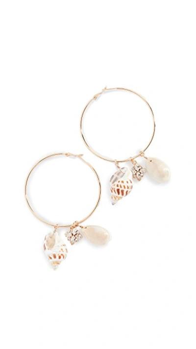 Shop Anton Heunis Shell Hoop Earrings In Crystal/ Shell