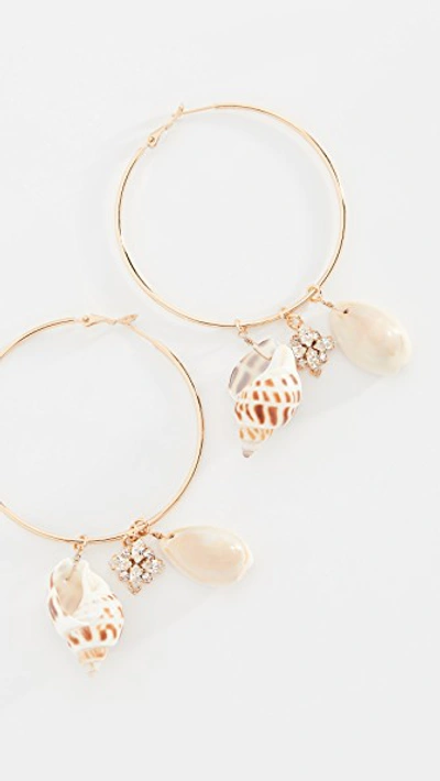 Shop Anton Heunis Shell Hoop Earrings In Crystal/ Shell