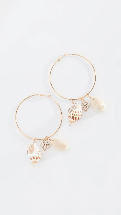 Shop Anton Heunis Shell Hoop Earrings In Crystal/ Shell