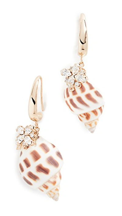 Shop Anton Heunis Shell Crystal Earrings In Cream/shell