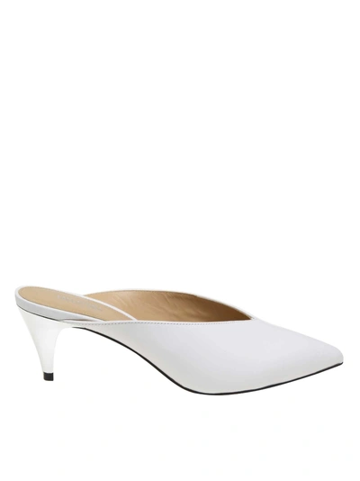 Shop Michael Kors Sabot Cambria In White Leather In Optic White