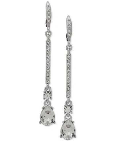 Shop Givenchy Crystal Linear Drop Earrings In Silver