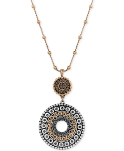 Shop Lucky Brand Two-toned Decorated Disc Pendant Necklace