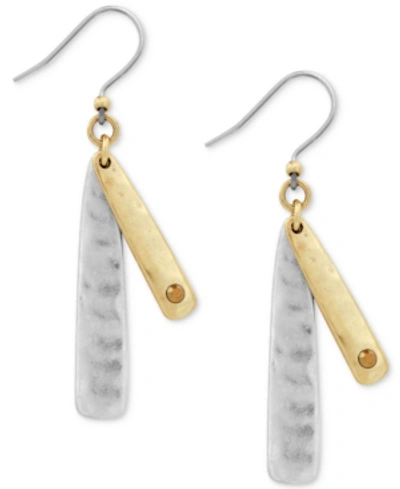 Shop Lucky Brand Two-tone Double-layer Linear Drop Earrings