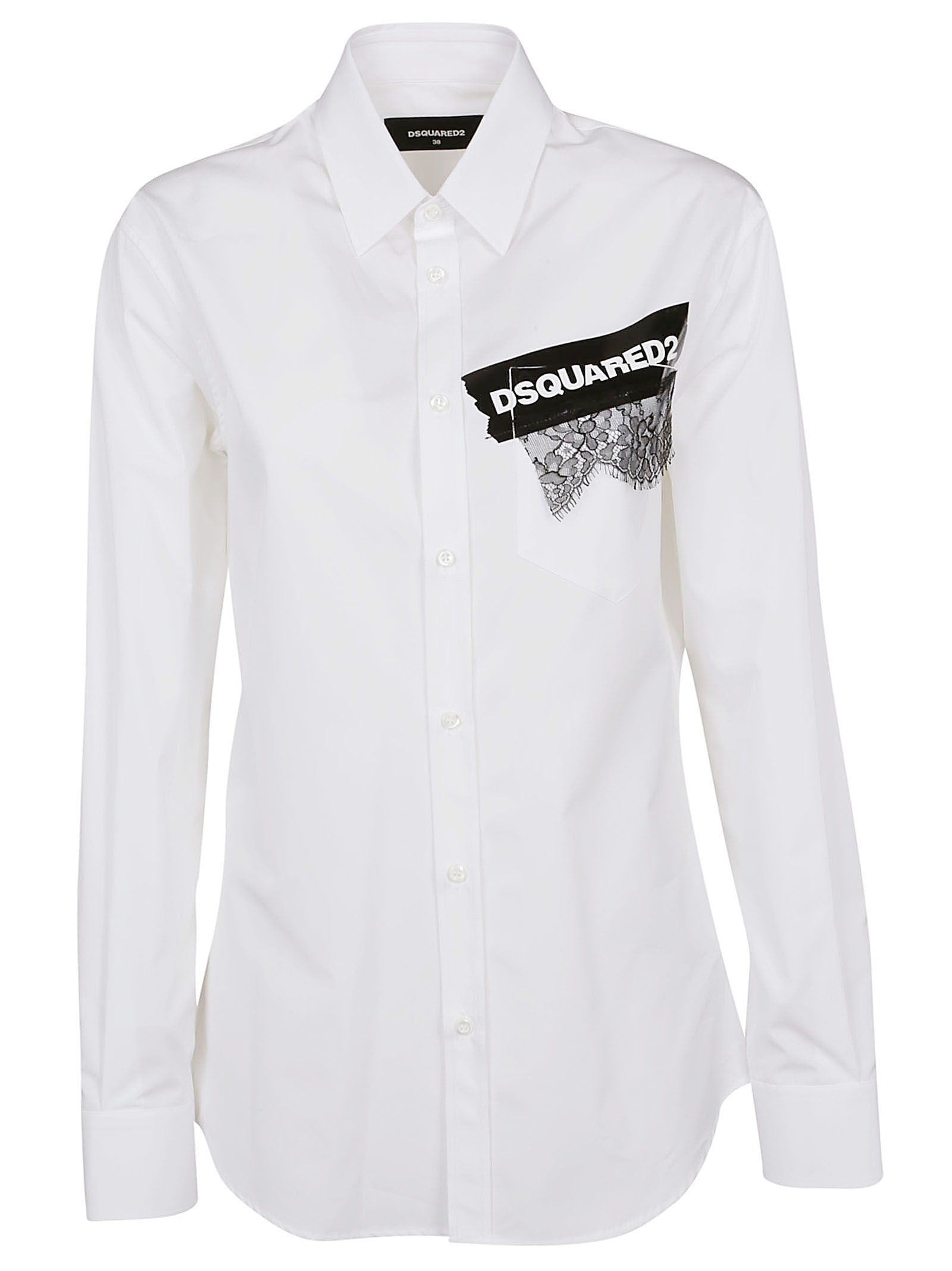 Dsquared2 Printed Lace Appliqué Shirt In White | ModeSens