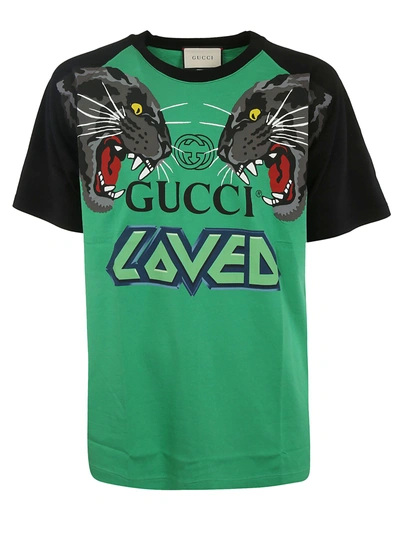 Shop Gucci Graphic T-shirt In Green
