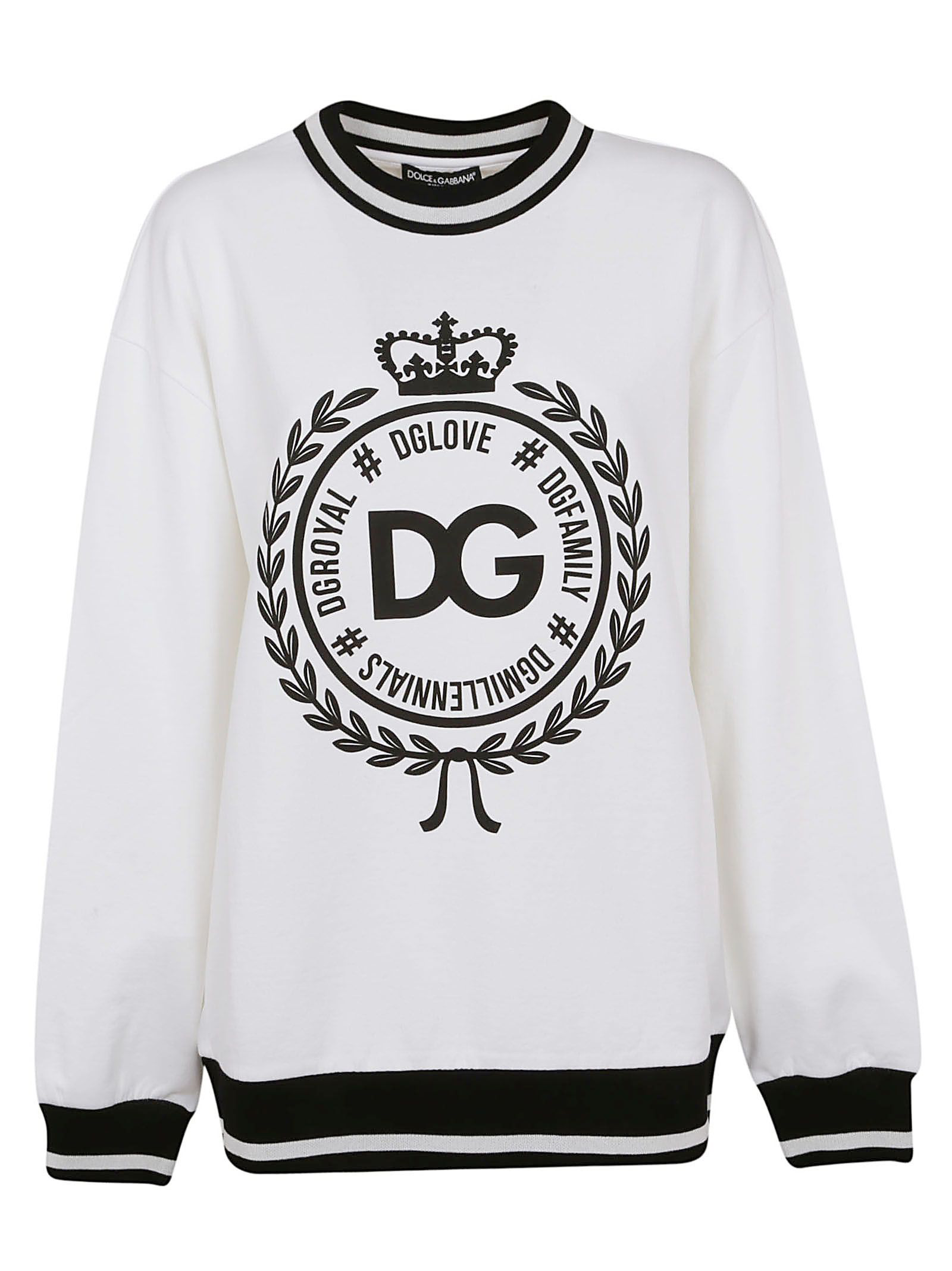 Dolce & Gabbana Round Logo Sweatshirt In White | ModeSens